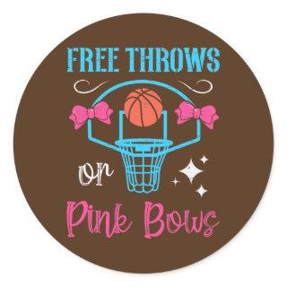 Free Throws Or Pink Bows Pregnancy Shower Classic Round Sticker