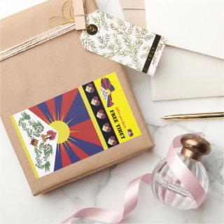 Free Tibet & Tibetan Flag, Map, Heart /Tibet Rectangular Sticker