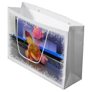 Freesia flower on the keyboard large gift bag