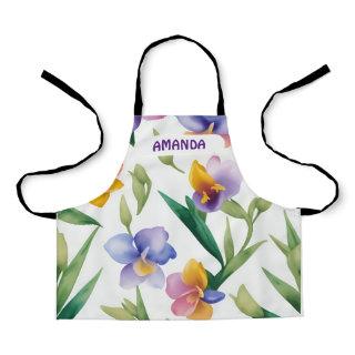 Freesia Watercolor Colorful Personalized Pattern Apron