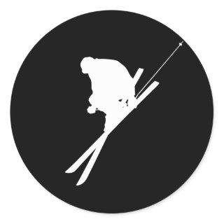 Freestyle skiing classic round sticker