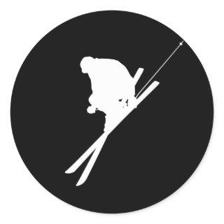 Freestyle skiing classic round sticker