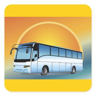 FreeVector-Bus Transportation travel touring Square Sticker