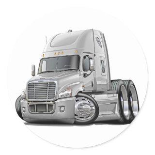 Freightliner Cascadia White Truck Classic Round Sticker