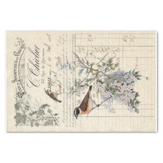 french bird receipt decoupage tissue paper