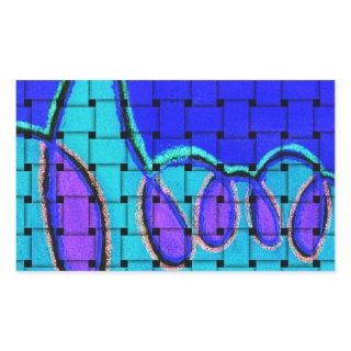French Blue Abstract with Woven Texture Rectangular Sticker