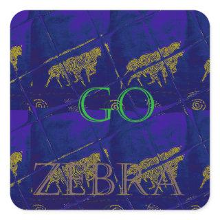 French Blue "Let's Go Zebra" Abstract Print Square Sticker
