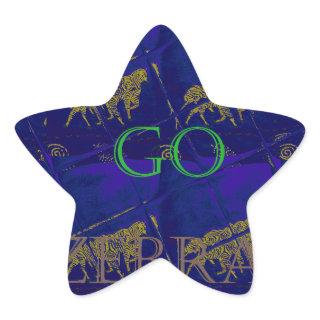 French Blue "Let's Go Zebra" Abstract Print Star Sticker