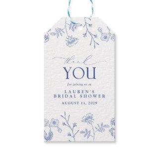 French Blue & White Floral Bridal Shower Personal Gift Tags