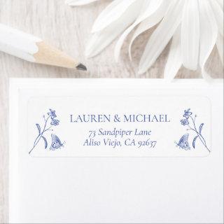 French Blue White Victorian Shower Return Address Label