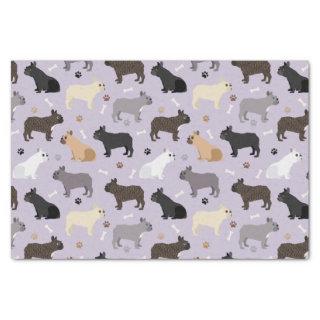 French Bulldog Bones and Paws Purple Tissue Paper