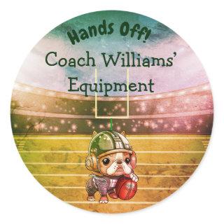 French bulldog quarterback Coach Belonging  Classic Round Sticker
