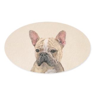 French Bulldog (Sable) Painting - Cute Original Do Oval Sticker