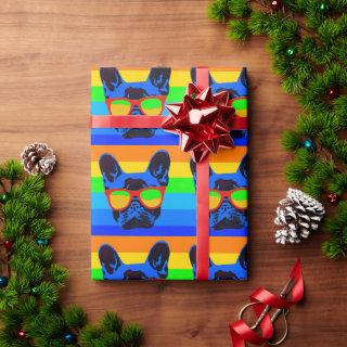 French bulldog with glasses Pop art style