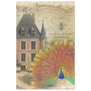 French Chateau Vintage Peacock Ephemera Decoupage Tissue Paper