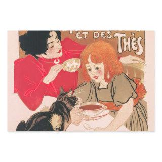 French Chocolates and Teas Vintage Steinlen Poster  Sheets