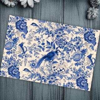 French Cottage Garden Toile Pheasants Blue Tissue Paper