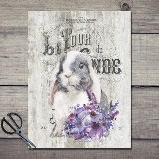French Country Purple Floral Bunny Tissue Paper