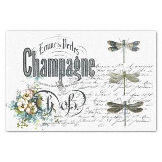 French Dragonfly Champagne Vintage Tissue Paper