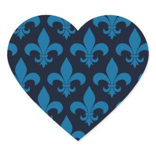 French Fleur de lis Pattern  Heart Sticker