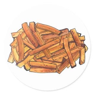 French Fry Steak Fries Fried Potatoes Junk Food Classic Round Sticker