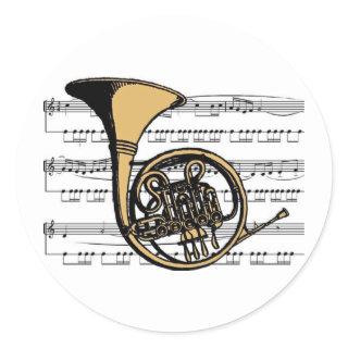 French Horn musical 06 B Classic Round Sticker
