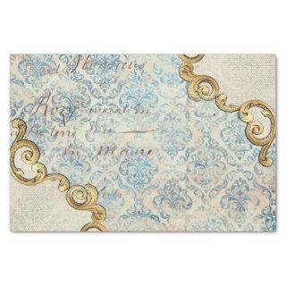 French Inspired Ornate Blue Decoupage Tissue Paper