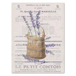 French Lavender Bloom Bucket Typography Decoupage  Tissue Paper