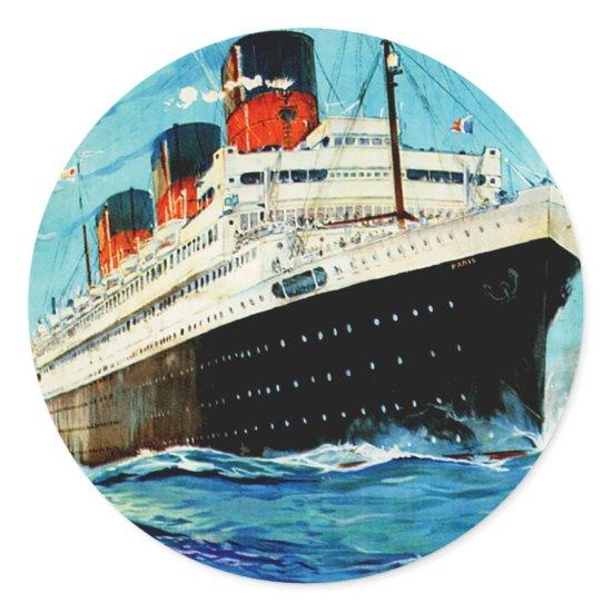 French Line ~ ss Paris Classic Round Sticker