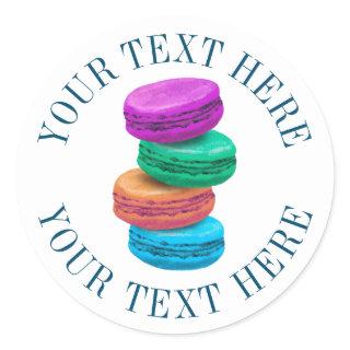 French macaron cookie stickers with custom text