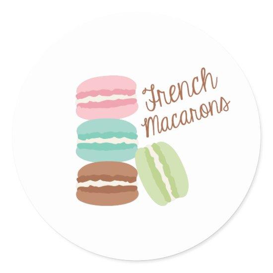 French Macarons Classic Round Sticker
