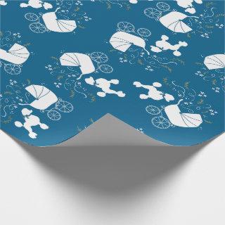 French Poodle Baby Shower Dog Puppy Blue Boy