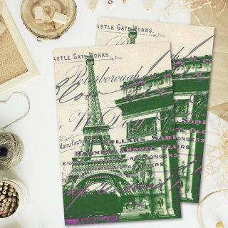 french scripts Paris eiffel tower arch of triumph Tissue Paper
