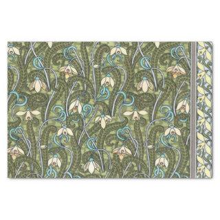 French Snowdrop Art Nouveau Stylized Pattern Tissue Paper