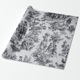 French toile de jouy black and white decoupage