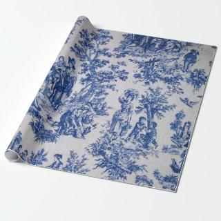 French toile de jouy blue and white decoupage