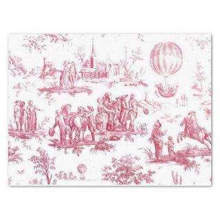 French Toile Red Decoupage Hot Air Balloon People  Tissue Paper