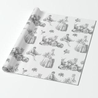 French Toile Vintage Pastoral Sheep Boy Lady Craft