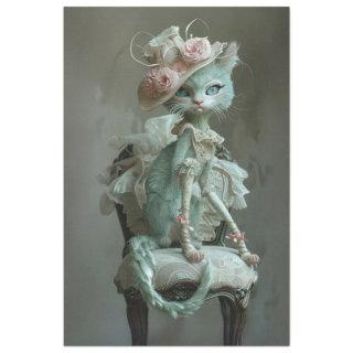 French Whimsical Cat Decoupage Tissue Paper