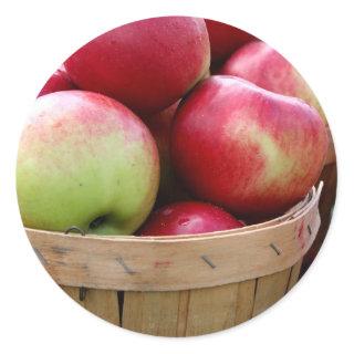 Fresh Apples in Basket at Farmers Market Classic Round Sticker