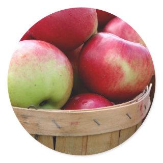 Fresh Apples in Basket at Farmers Market Classic Round Sticker