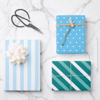 Fresh Blue White Stripes and Dots  Sheets