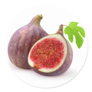 Fresh figs with leaf classic round sticker