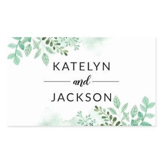 Fresh Foliage Botanical Border Wedding Monogram Rectangular Sticker