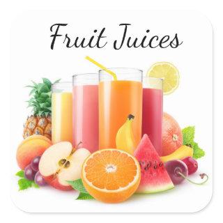 Fresh fruit juices square sticker
