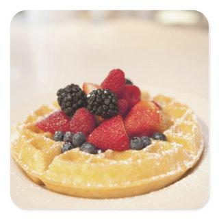 Fresh fruit waffle square sticker