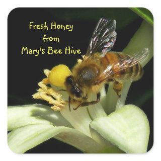 Fresh Honey Bee Hive Square Labels