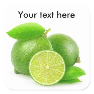 Fresh limes whole and cut square sticker