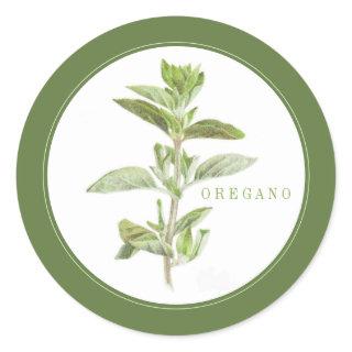 FRESH OREGANO Small Round Stickers (+text) Green