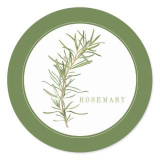 FRESH ROSEMARY Small Round Stickers (+text) Green